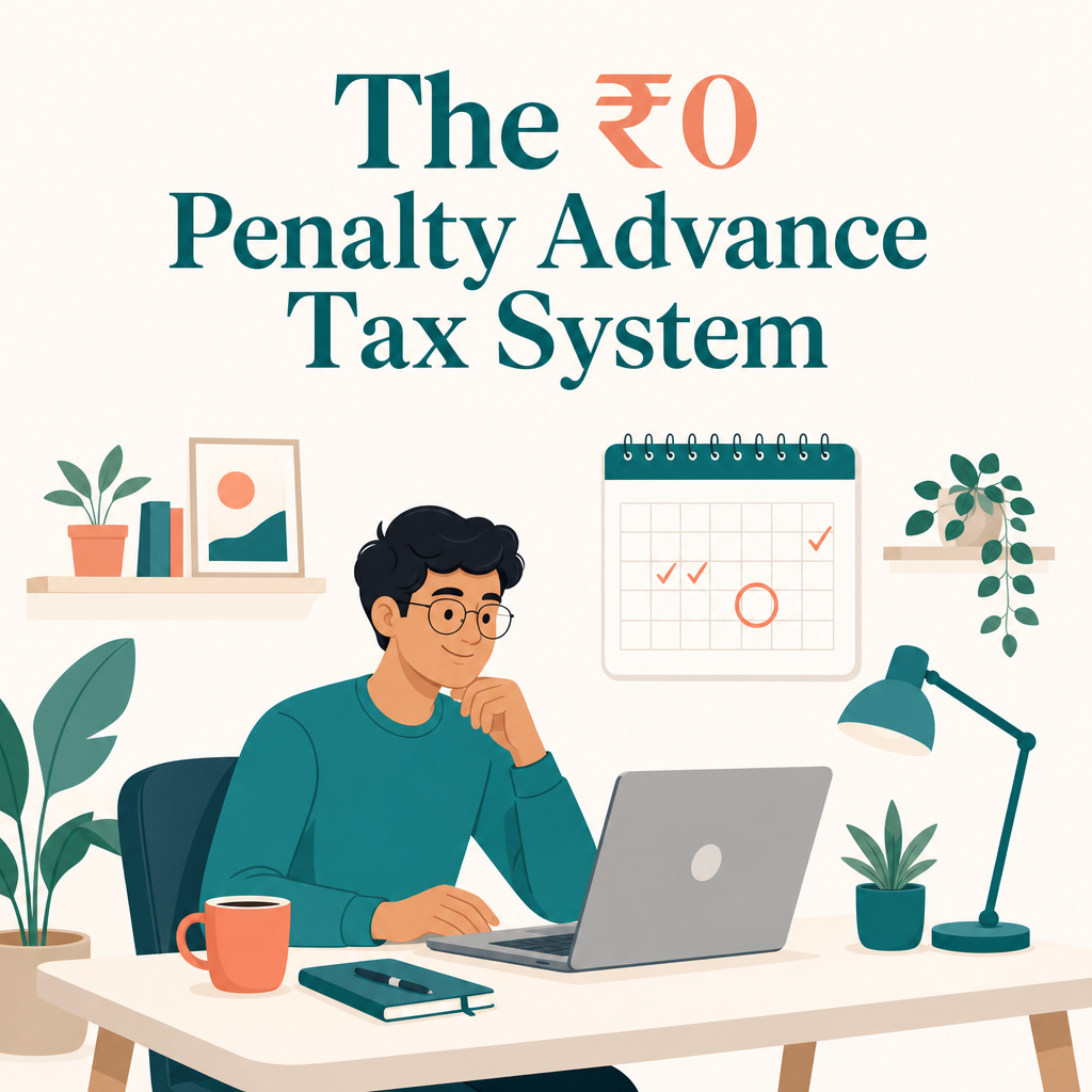 Freelancer at desk with calendar and revenue dashboard — the zero-penalty advance tax system